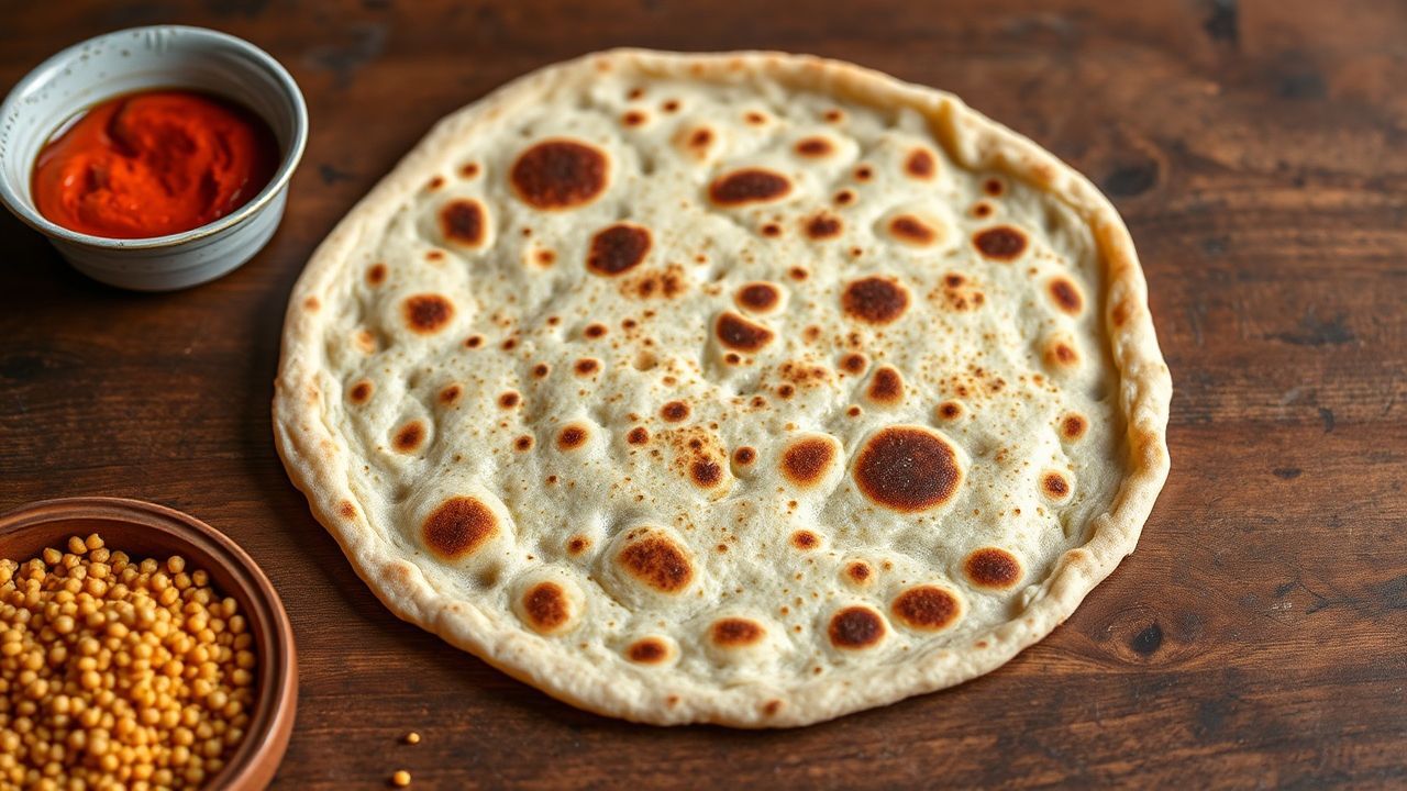 Stack of freshly baked Injera with airy, spongy texture on a woven platter