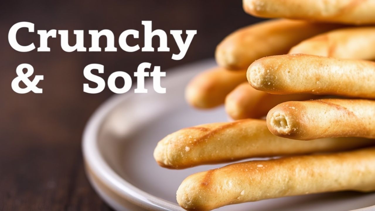 Golden crunchy and soft Breadsticks stacked on a wooden board, sprinkled with herbs.