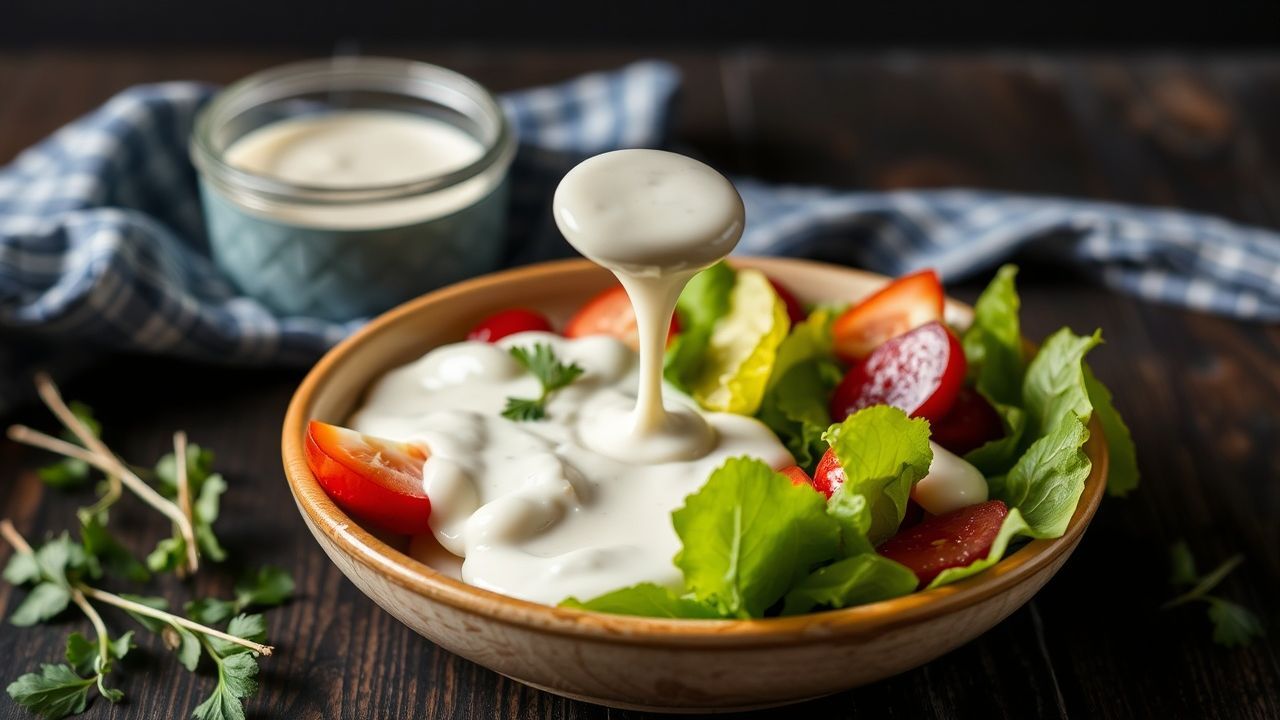 وعاء تتبيلة رانش كريمية بالبوترميلك مع أعشاب طازجة