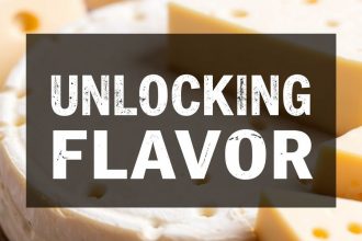 قطعة جبن منزلية اللون باهت على لوح خشبي مع أعشاب وتوابل مبعثرة