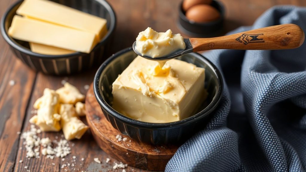 رحى زبدة خشبية تحوّل القشدة إلى زبدة منزلية كريمية على قطعة خبز
