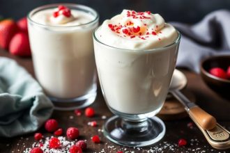Creamy frozen kefir swirled in bowl with fresh berries and wooden spoon