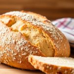 رغيف خبز منزلي طازج في سلة محكمة الإغلاق مع ملصق نصائح التخزين