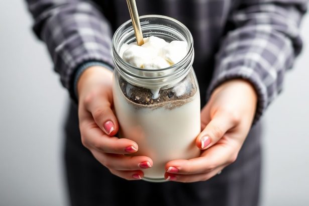 كوب كيفر مثلج كريمي مع توت وزخرفة، دليل صنع منزلي منعش وممتع