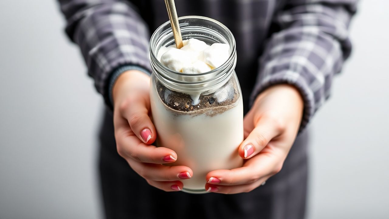 كوب كيفر مثلج كريمي مع توت وزخرفة، دليل صنع منزلي منعش وممتع