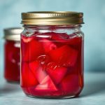 مربى معلب فقد لونه في برطمان زجاجي مع توت طازج