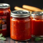 مغرفة صلصة حمراء بجانب علبة معلبة توضح طعم الصلصة المعلبة