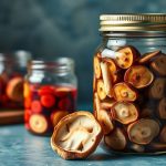 برطمان فطر مخلل مع شرائح وأعشاب، دليل بصري لخطوات التخليل