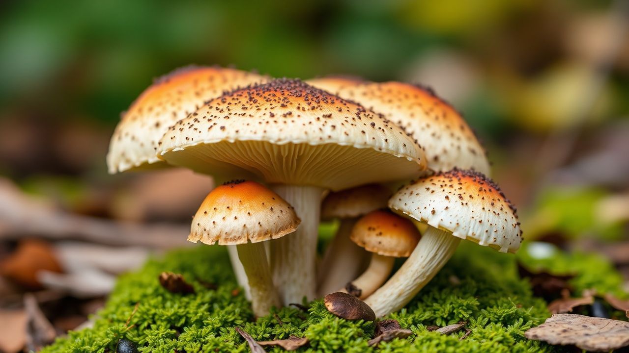 شخص يعرض فطرًا مشبوهًا بينما تظهر إرشادات إسعاف للحالات المسممة