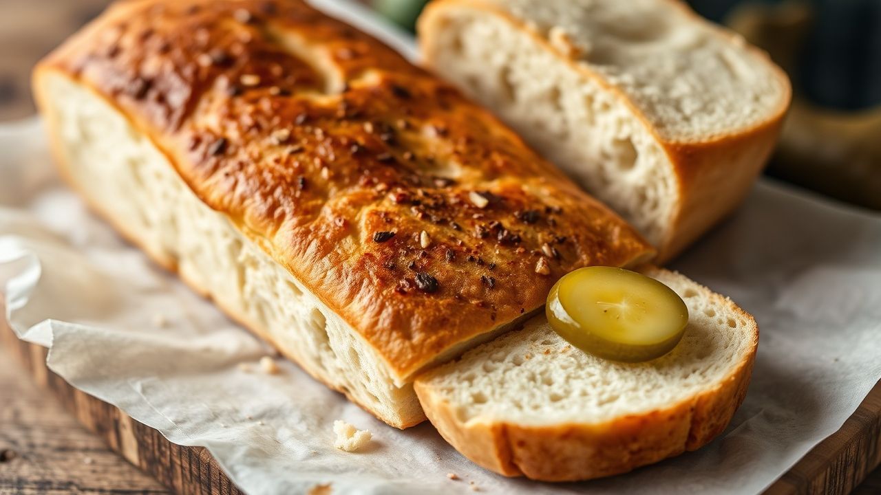 غداء الفلاح: خبز طازج، أجبان متنوعة ومخللات على لوح خشبي