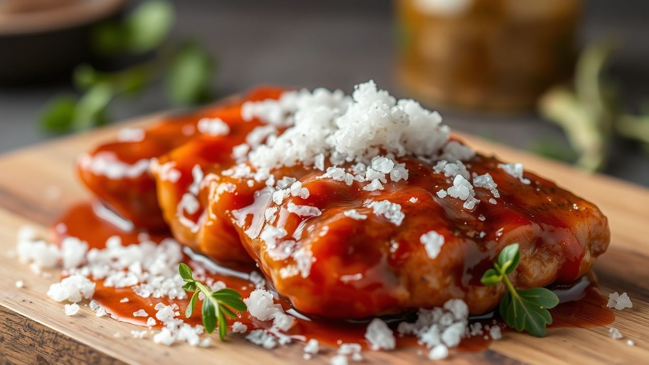 تتبيلة مالحة مع أدوات طبخ وعصير ليمون لإصلاح النكهة بسرعة