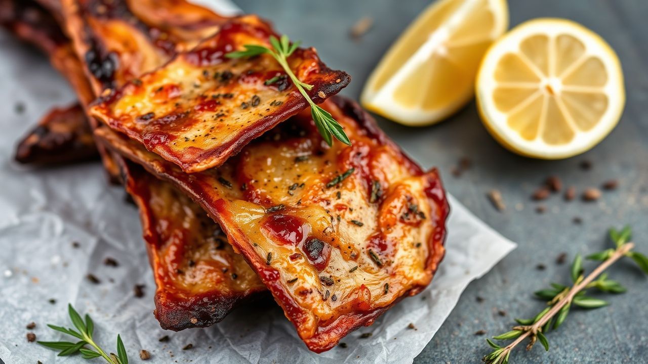 جيركي ديك رومي بالليمون والأعشاب، شرائح منزلية على لوح خشبي