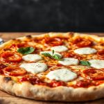 قطعة بيتزا بعجينة ساوردو وموزاريلا منزلية ذهبية ومقرمشة