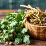 أعشاب حديقة معلقة لتجفيفها بجانب نافذة مضيئة