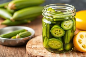 بامية مخللة مقرمشة وخالية من اللزوجة، مُعدّة بتتبيلة سرية