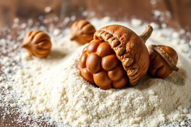 معدات طحن وحبوب بلوط مجروشة لصنع دقيق البلّوط