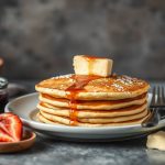 فطائر خبز الحامض الهشة مع زبدة ومربى منزلية الصنع على طبق