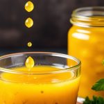 وعاء من صلصة المخلل الشهية مع توابل وأعشاب طازجة لتعزيز النكهة.