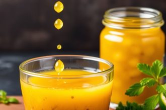 وعاء من صلصة المخلل الشهية مع توابل وأعشاب طازجة لتعزيز النكهة.