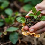 شخص يجمع نباتات برية برفق دون إيذاء البيئة لحماية النباتات