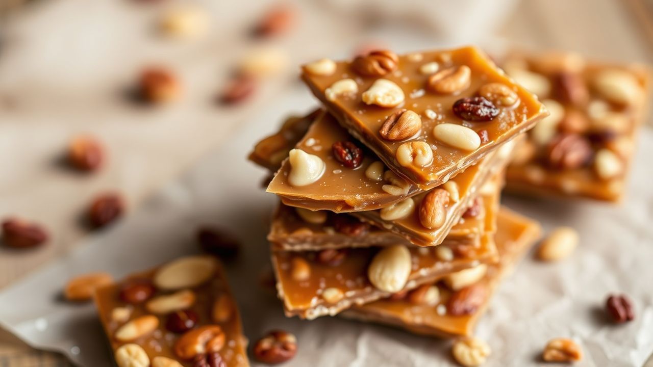 قطع حلوى المكسرات المقرمشة اللامعة محضرة منزليًا خطوة بخطوة