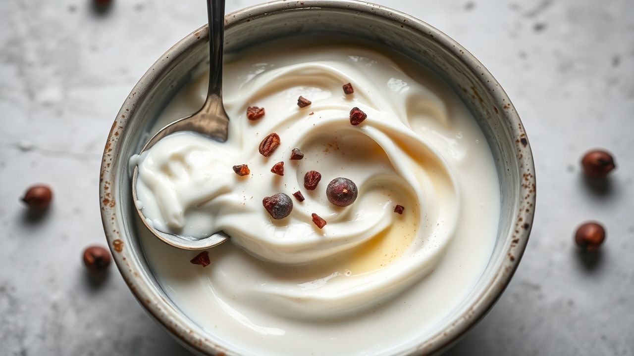 صورة زبادي آيسلندي كريمي مصنوع منزلياً.