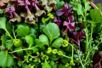 أوراق خضراء برية منعشة، تعزيز سلطة صحي.