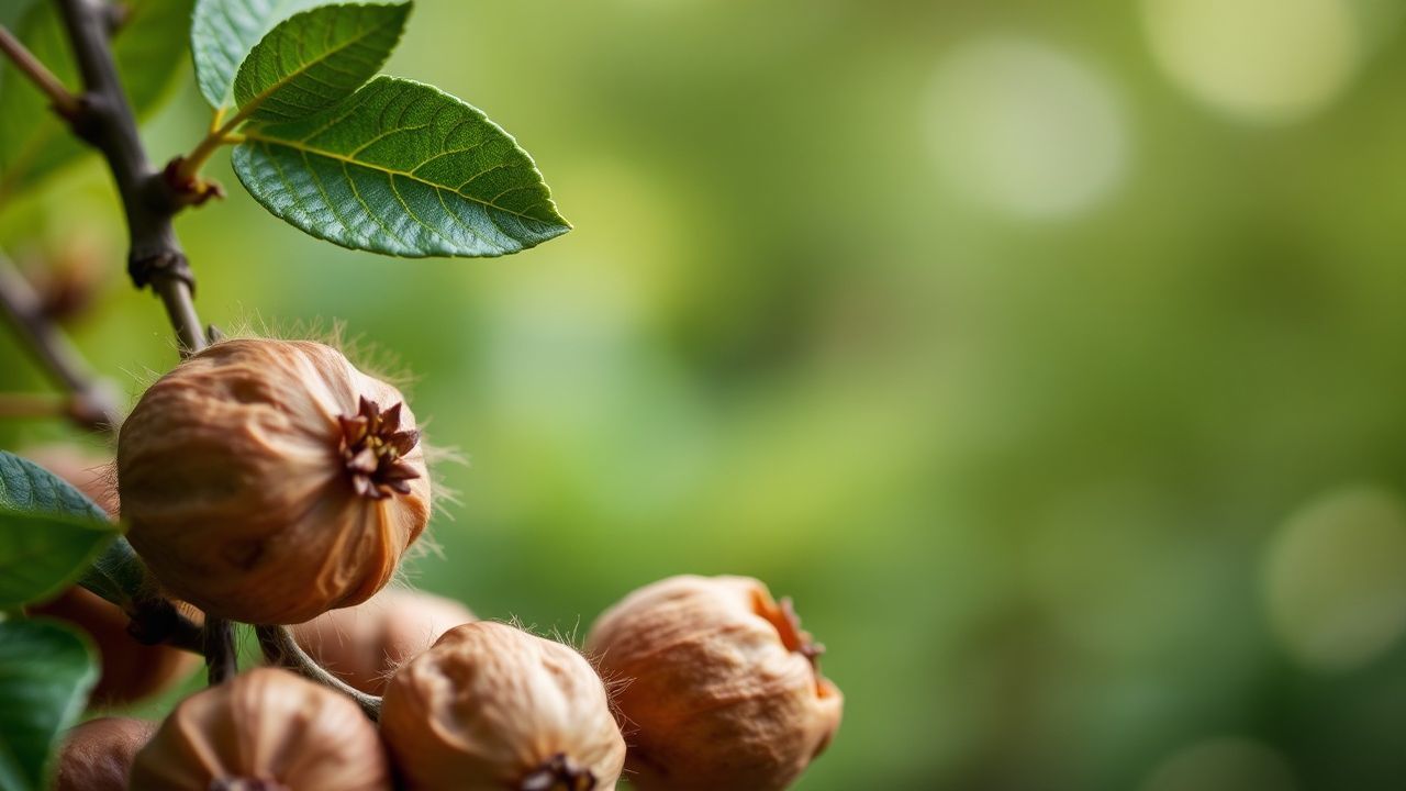 Foraging Nuts: hands gathering hazelnuts among autumn leaves in sunlit forest