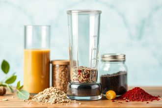 كتب وصفات لخلطات حرفية، أوعية مكونات ملونة وخلاط يدوي على الطاولة