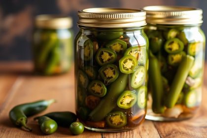 برطمانات فلفل ہالبينو مخلّل جاهزة للتعليب بألوان خضراء وحارة