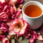 بتلات ورد مجففة في وعاء زجاجي تحضير شاي زهري