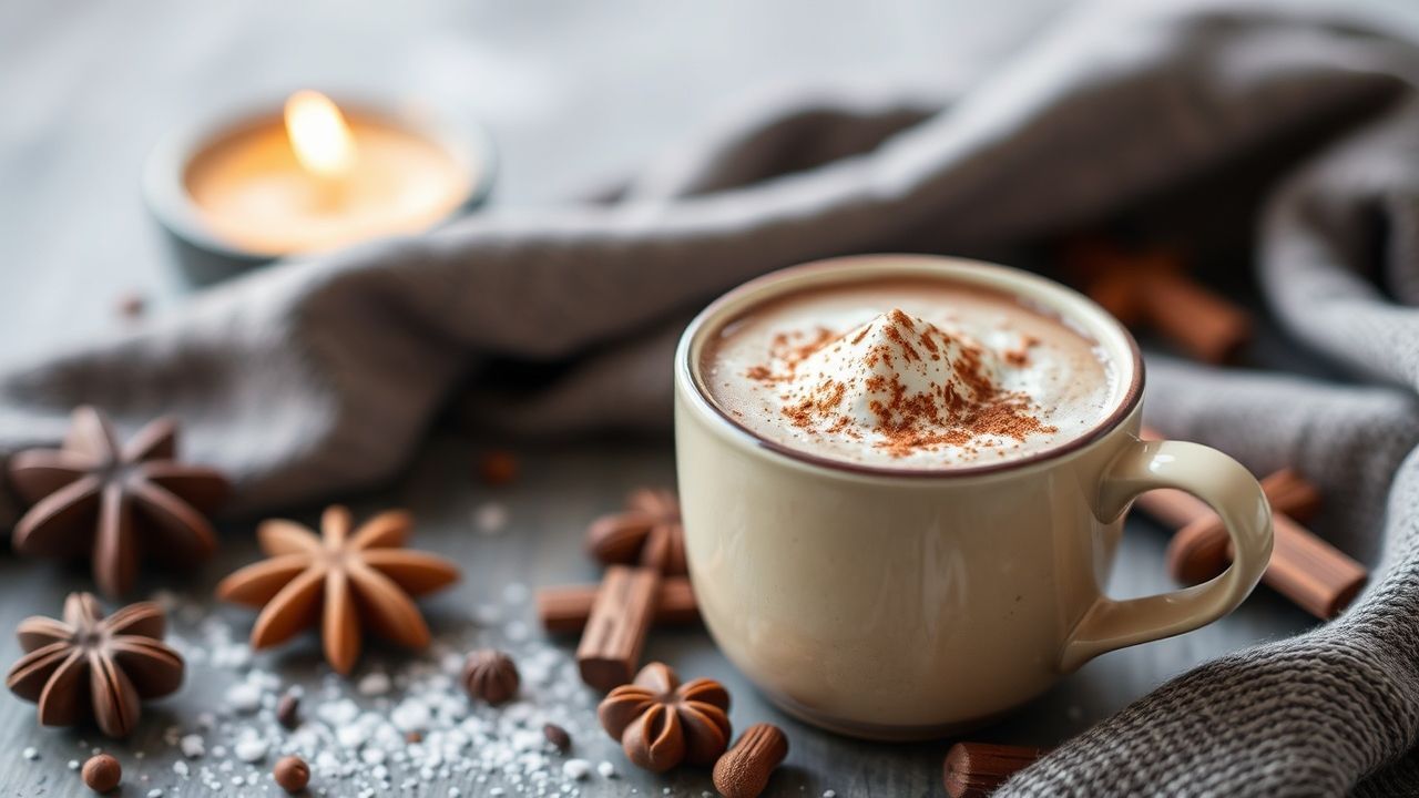 خليط شوكولاتة ساخنة محلي الصنع بجانب كوب بخار ودافئ