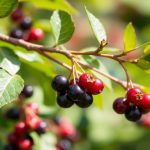 عناقيد الكرز الحامض على غصن بري ويد تقطفها