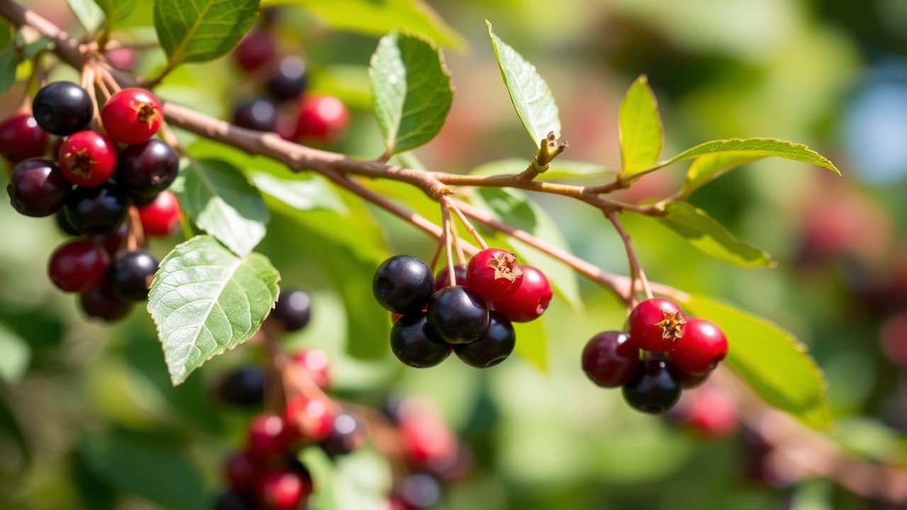 عناقيد الكرز الحامض على غصن بري ويد تقطفها