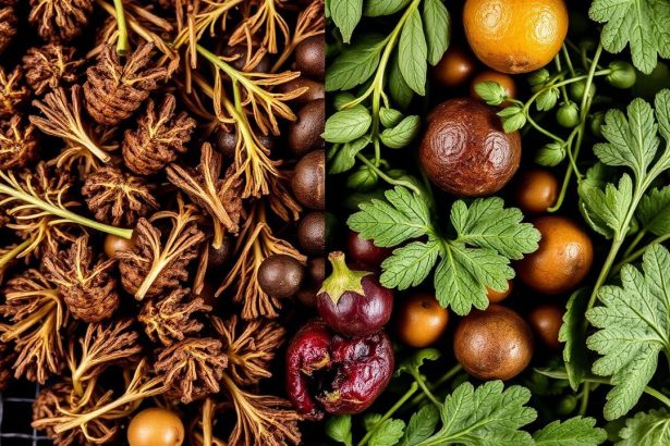 أدوات ومكونات مجففة بالهواء مقابل الفرن توضح اختلافات الطبيعة والحرارة