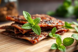 شرائح لحم ضأن مجففة بنكهة النعناع الطازجة، وجبة خفيفة مبتكرة