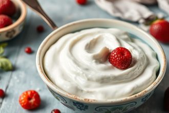 وعاء زبادي منزلي سميك وكريمي مع ملعقة وعبوات المكونات