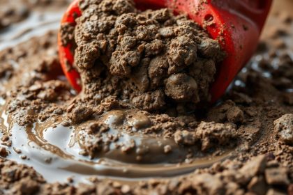 صورة مقربة لمزيج موحل (سلاَري) تُظهر قوامه وتركيبته العلمية