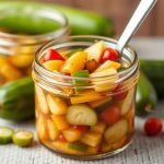 مخلل حلو منزلي في جرة مع مكونات وتعليمات خطوة بخطوة