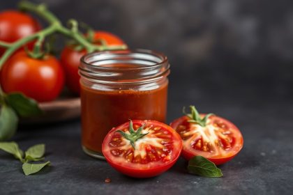 طماطم طازجة تتحول إلى صلصة غنية في قدر منزلي