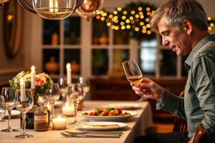 طاولة عشاء مُعدة مسبقًا لأمسية احتفالية خالية من التوتر