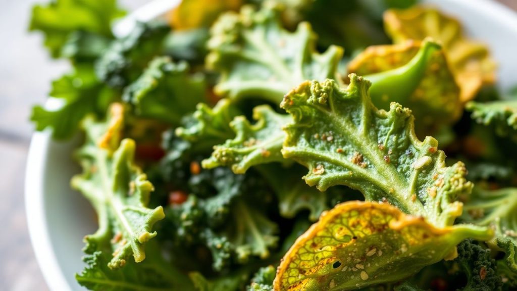 Crispy kale chips in a dehydrator