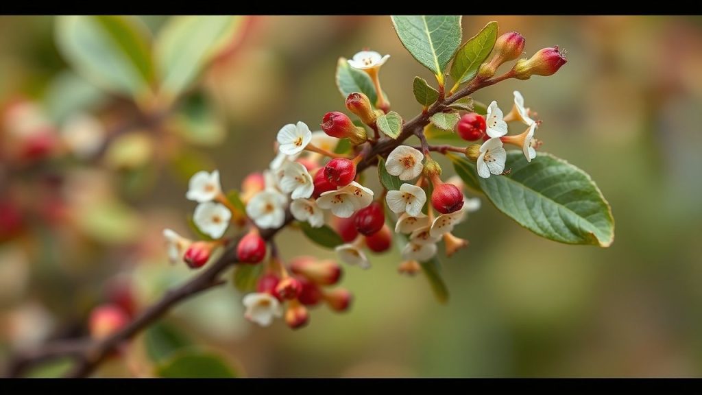 Hawthorn berries and leaves near a symbolic heart