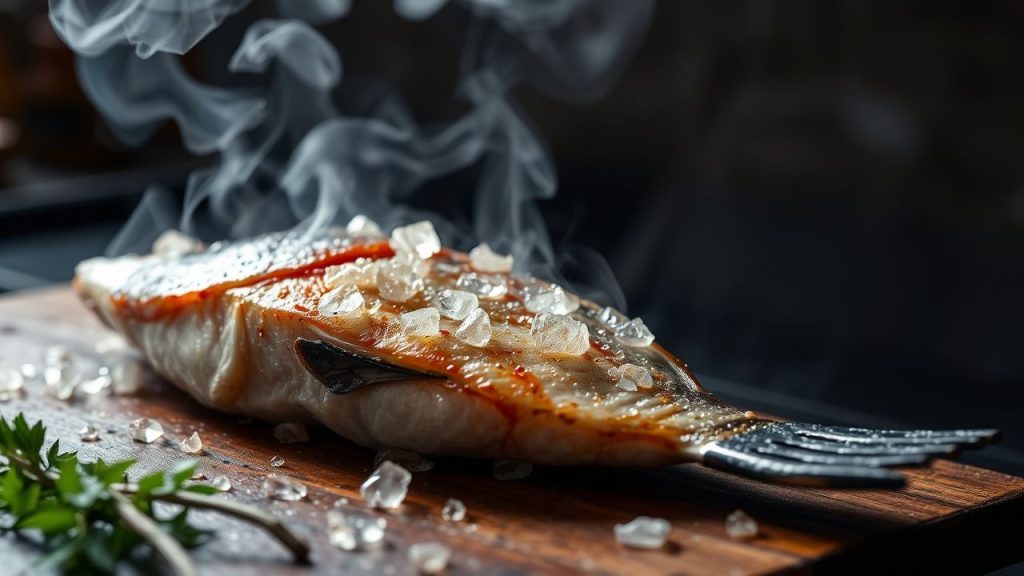 سمكة مدخنة مع طبقة البِليكِل الذهبية تعزز نكهة غنية ومركبة