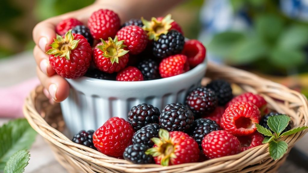 سلة توت وفيرة مع وصفات وحِفظ إبداعي للمحصول