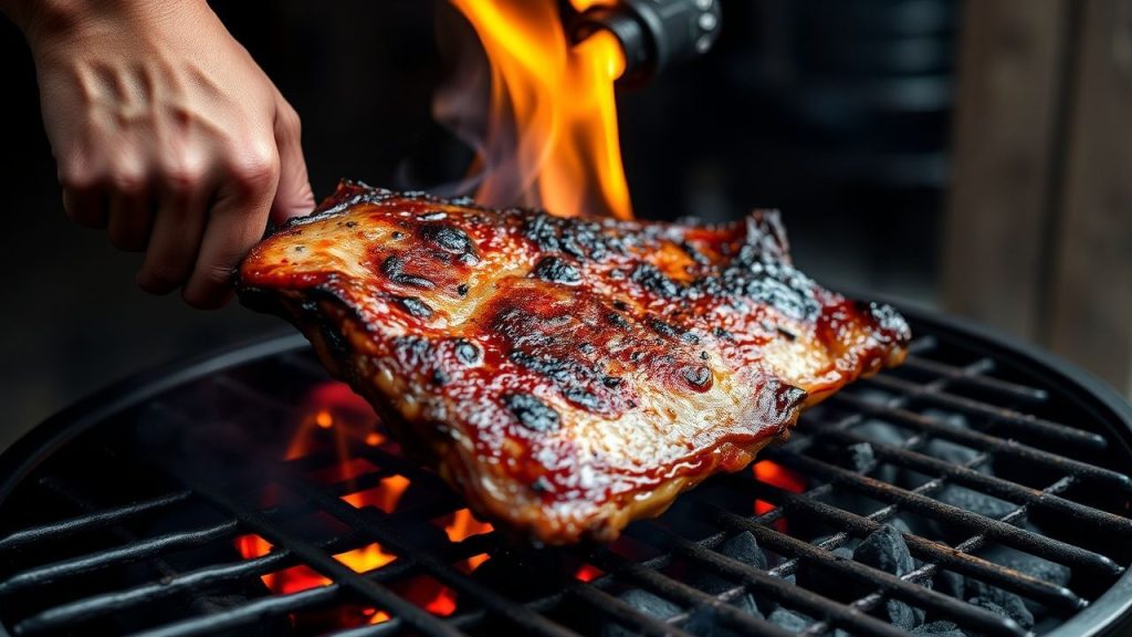 شواء الفحم السحري للحوم المدخنة.