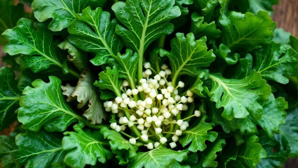 أوراق الشيكوريا الأنيقة على طبق، مطبوخة ومقدمة بشكل فني