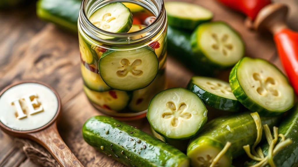 Jar of homemade bread and butter pickles