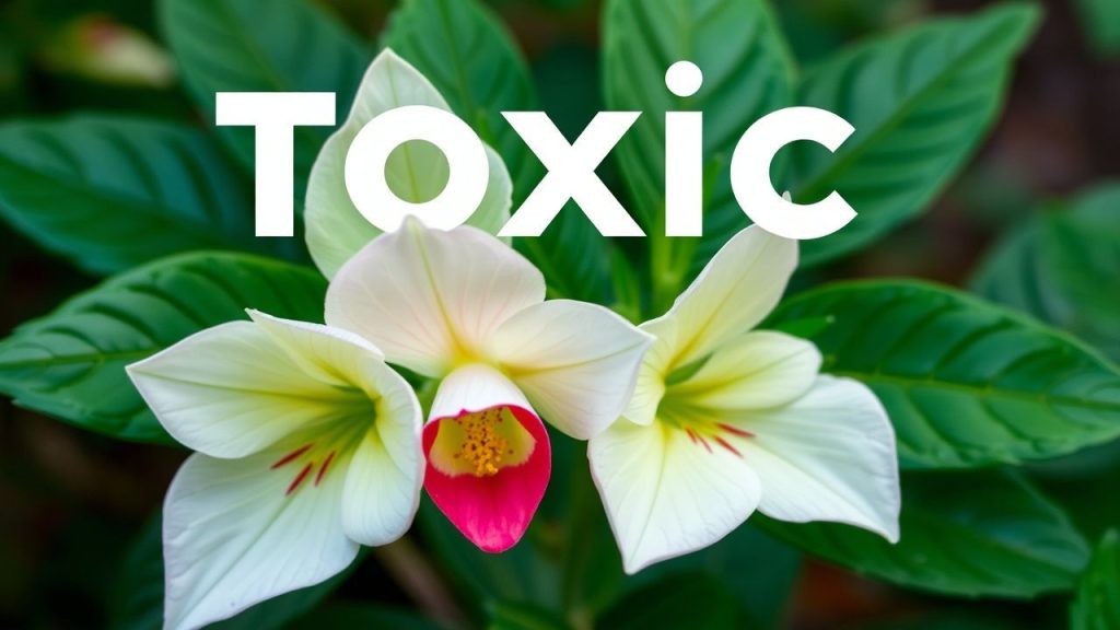 نباتات جميلة وسامة في حديقة، أوراق وزهور زاهية لكنها خطرة