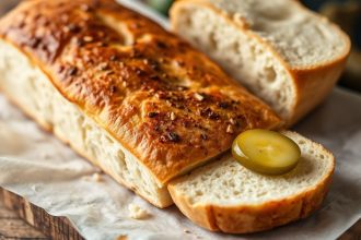 غداء الفلاح: خبز طازج، أجبان متنوعة ومخللات على لوح خشبي